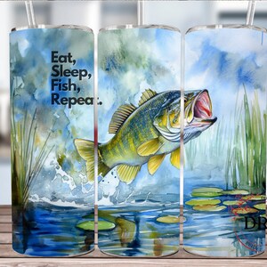 Bass Fish Tumbler Wrap 20oz Skinny Sublimation design, Fishing Life Png, Fish Tumbler Png, Manly Tumbler Png, Digital Download Fishing Wrap