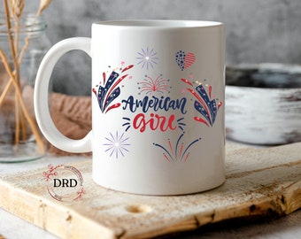 Taza patriótica (Png), diseño de sublimación de taza American Girl, taza patriótica, diseño de taza de 11 oz (Png), taza para mamá, taza para mujer