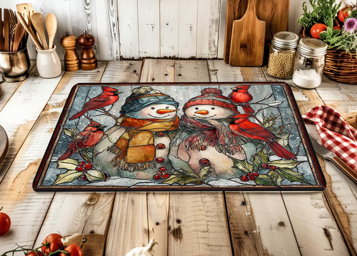 Stained Glass Snowman Cutting Board Sublimation Design, Winter Stained ...