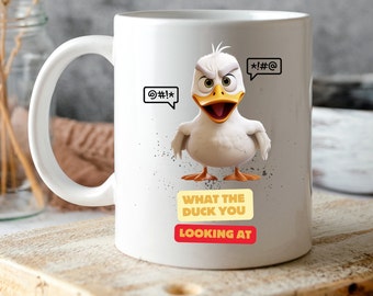Funny Duck Mug Sublimation Design, Sweary Coffee Mug Wrap (PNG)