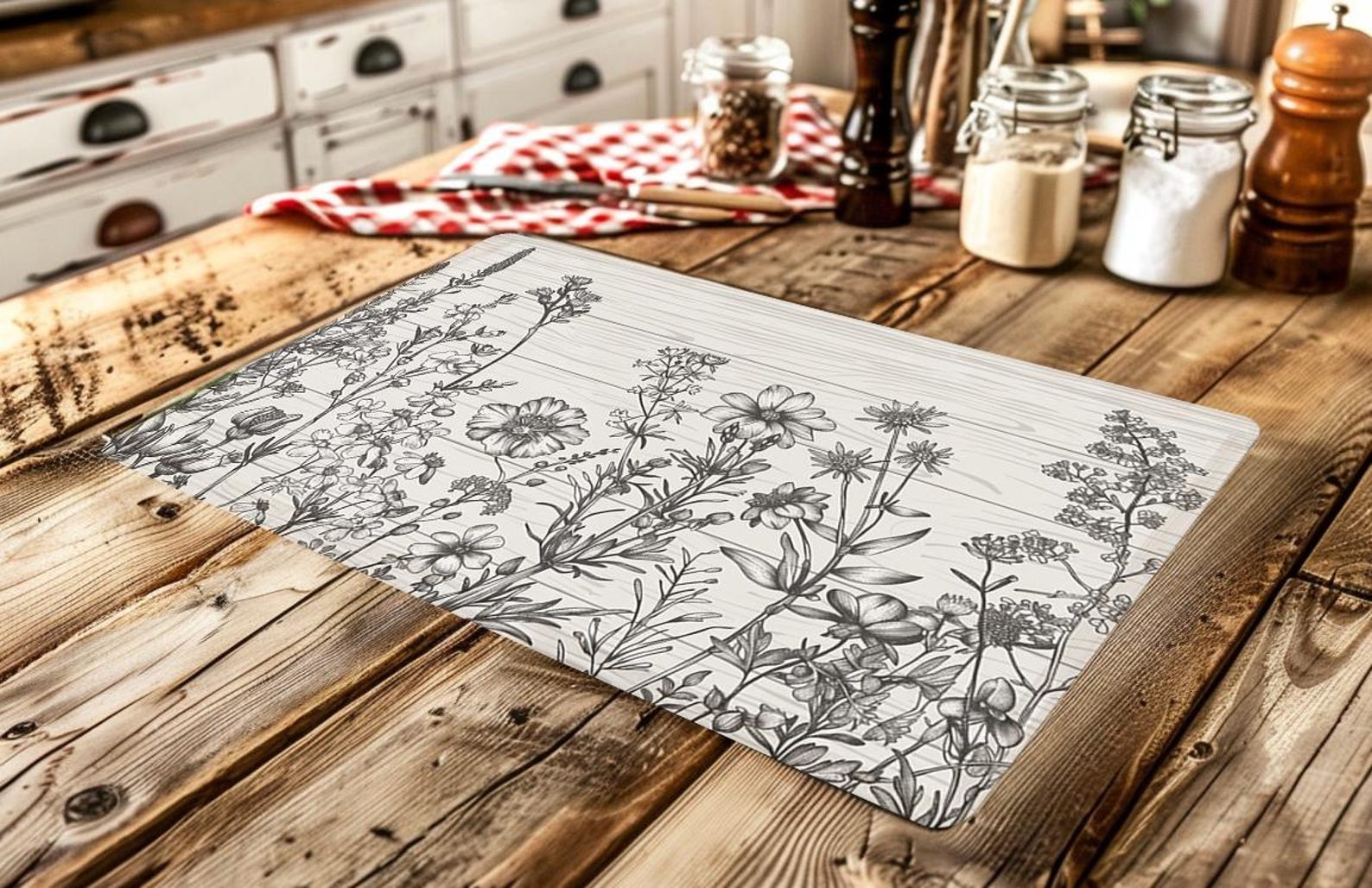 Rustic Floral Line Art PNG for Cutting Boards – Wildflower Kitchen ...