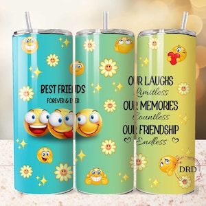 Emoji Best Friend Tumbler Wrap, 20oz Skinny Sublimation Design, Emojis Tumbler Wrap, Prezent dla dziewczyny Tumbler, Bff Tumbler Wrap, Prezent Tumbler
