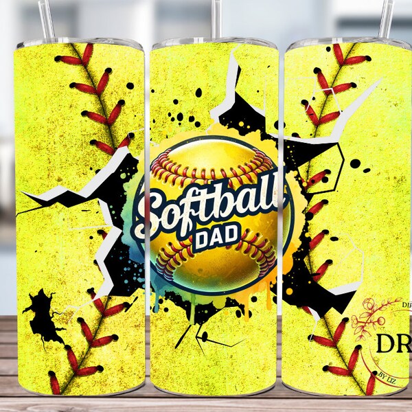 Softball Dad Tumbler Png 20oz Skinny Sublimation Design, Softball Png Designs, Sport Tumbler Png, Baseball Tumbler Wrap, Digital Download