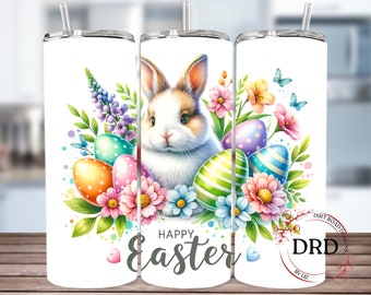 Wielkanocny Króliczek Tumbler Wrap, Wielkanocny Tumbler Png, Wielkanocny Dzień 20 uncji Skinny Sublimacyjny Tumbler Wrap, Wiosenny Tumbler Wrap, Pobieranie cyfrowe