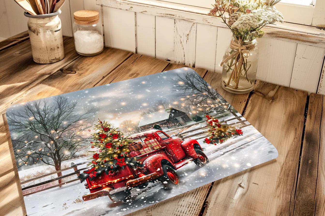 Red Truck Christmas Cutting Board PNG, Farmhouse Holiday Kitchen ...