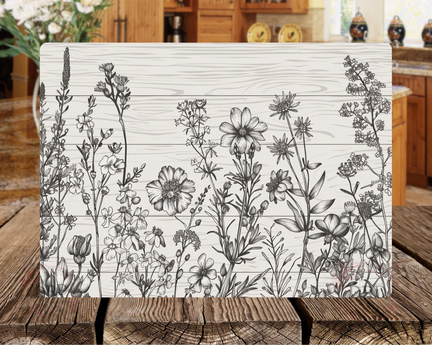 Rustic Floral Line Art PNG for Cutting Boards – Wildflower Kitchen ...