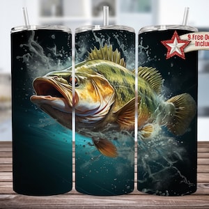 Bass Fish Tumbler Wrap 20oz Skinny Sublimation Design, Fish Tumbler Png, Manly Tumbler Png, Largemouth Bass Png Digital Download, Fish Png