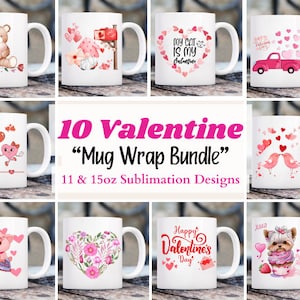 Paquete de envoltura de taza de San Valentín, Diseños de taza de sublimación de 11 oz y 15 oz, San Valentín png, Regalo de San Valentín png, Diseño de paquete png, Paquete de San Valentín png