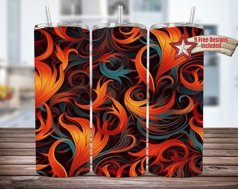 Unique Fire 20oz Skinny Tumbler Seamless Sublimation Design, Fire Tumbler Png, Instant Digital Download, Fire Tumbler Wrap, Fire png Wrap