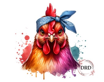 Funny Chicken Png, Hen Clipart, Funny Chicken Design, Chicken Graphics, Farm Animal Clipart, Premade Clipart 300dpi Instant Digital Download
