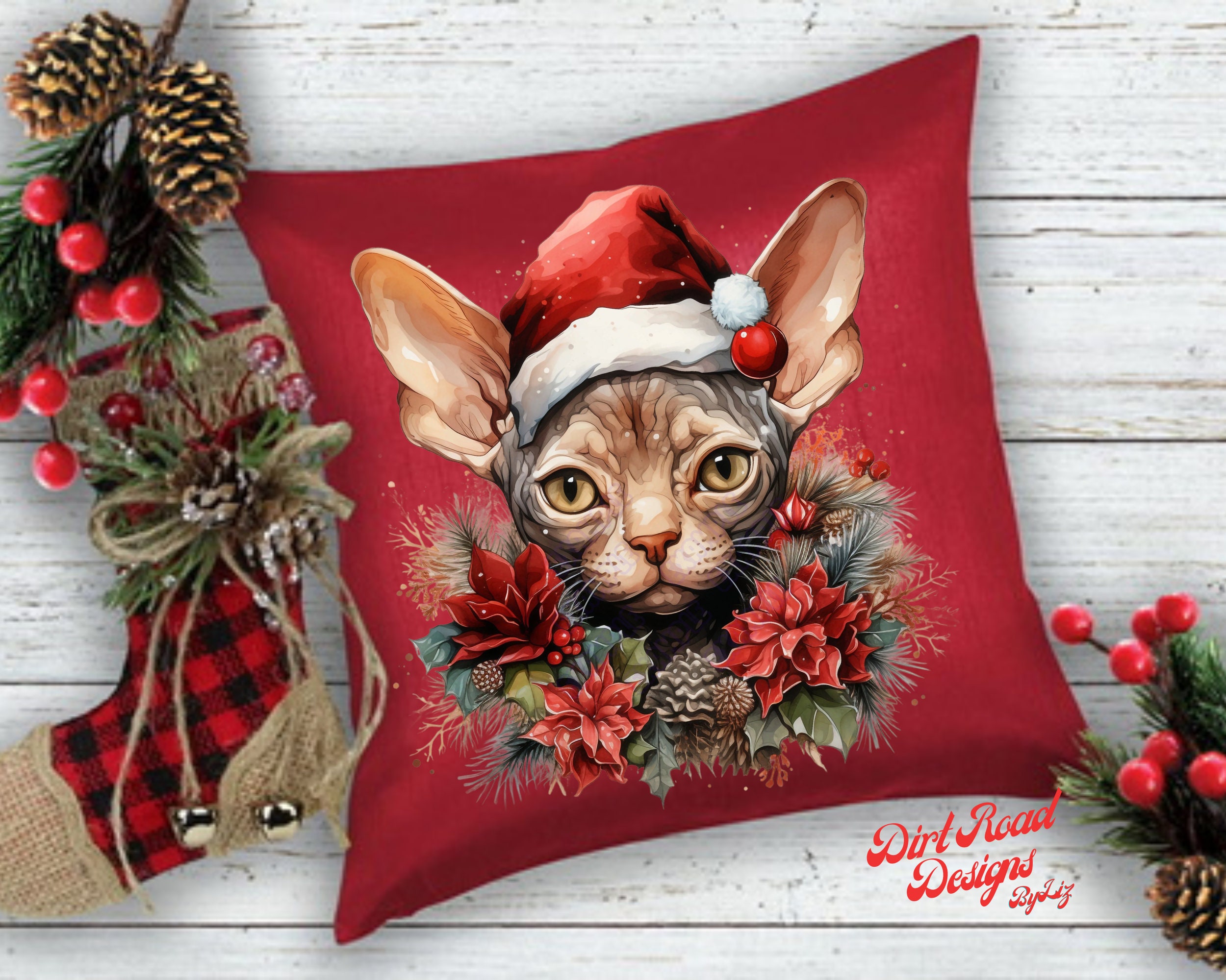 Christmas Cats Watercolor Clipart Bundle, Festive Cat Images, Cat ...