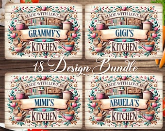 Personalized Kitchen Cutting Board Design Bundle, Made With Love Cutting Board Sublimation Design, Kitchen Chopping Board (Digital Design)