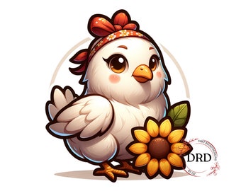 Cute Chicken Png, Girl Chicken Png, Hen Clipart, Chicken Graphics, Farm Animal Clipart, Premade Clipart 300dpi Instant Digital Download