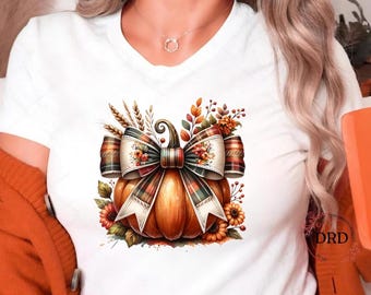 Diseño de calabaza otoñal, Calabaza coqueta PNG, Diseños de sublimación de camisetas otoñales, Diseños de sublimación de sudaderas otoñales, Lazo coqueto PNG