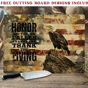 Honor The Fallen American Flag Cutting Board Sublimation Design, Patriotic Flag Cutting Board, Independence Day Glass Chopping Board Png
