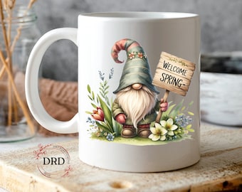 Kaboutermok png 11oz sublimatieontwerp, kaboutermokontwerp, lentemok png, tuinkaboutermok png, schattige kaboutermok digitale download, 15oz mok