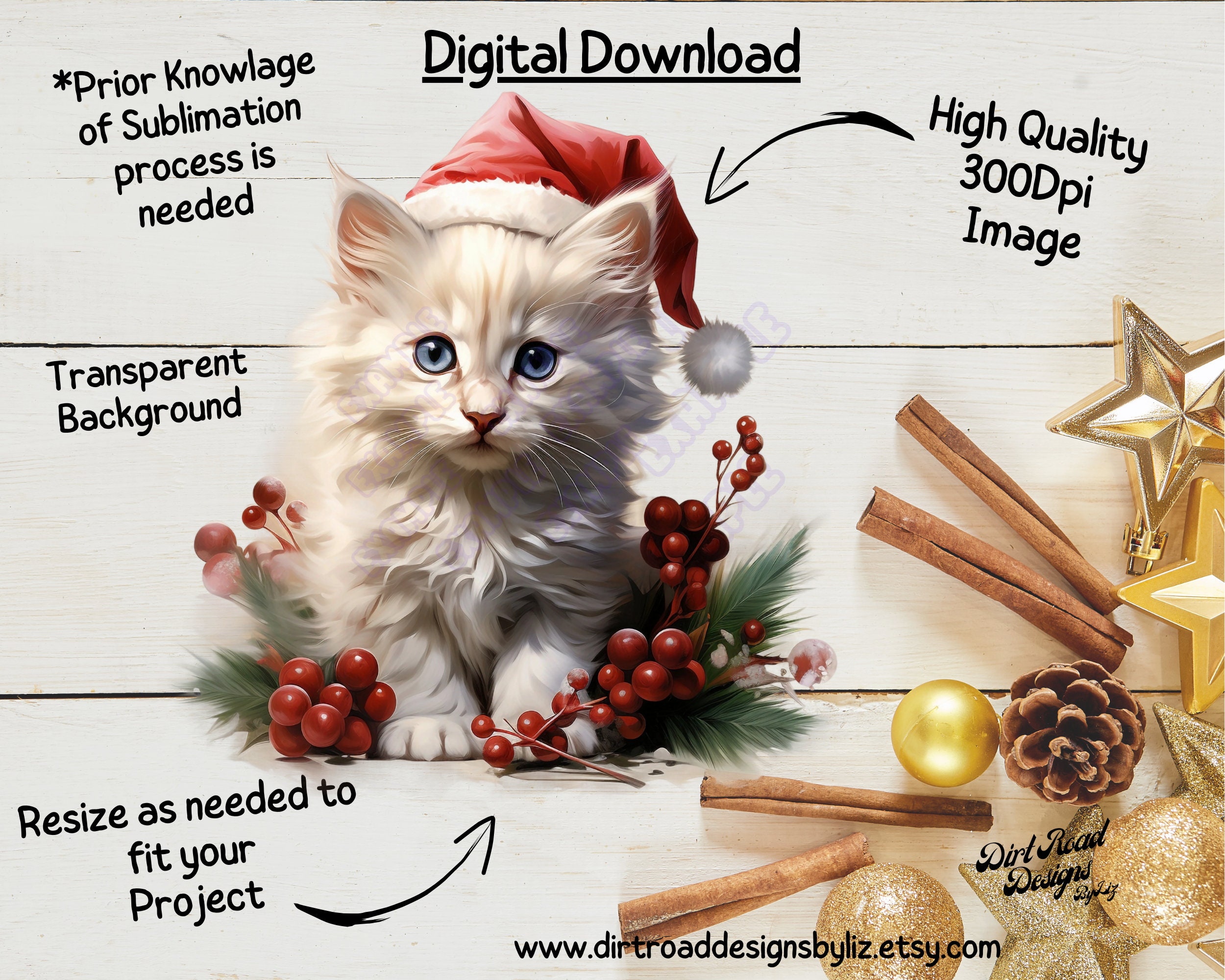 Christmas Cats Watercolor Clipart Bundle, Festive Cat Images, Cat ...
