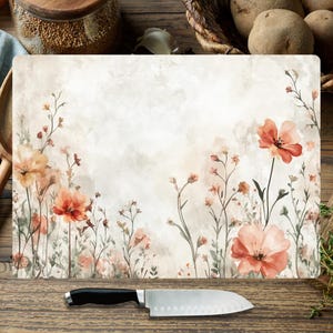 Spring Wildflowers Cutting Board Sublimation Design, Floral Cutting Board Design, Glass Cutting Board PNG, Kitchen Chopping Board