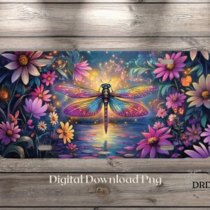 Dragonfly License Plate PNG, Floral Dragonfly Car Tag (Digital Download) Car Tag Sublimation Designs, Colorful Sublimation Design