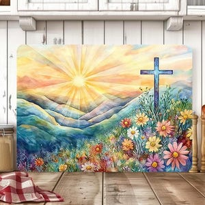 Floral Sunset Cutting Board Png Sublimation Design, Spring Glass Cutting Board Png, Christian Cross Kitchen Chopping Board, Digital Download