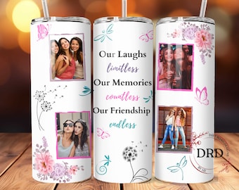 Best Friend Tumbler Wrap, Photo Frame 20oz Skinny Sublimation Design, Picture Frame Tumbler Template, Best Friends Wrap, Floral Tumbler Png