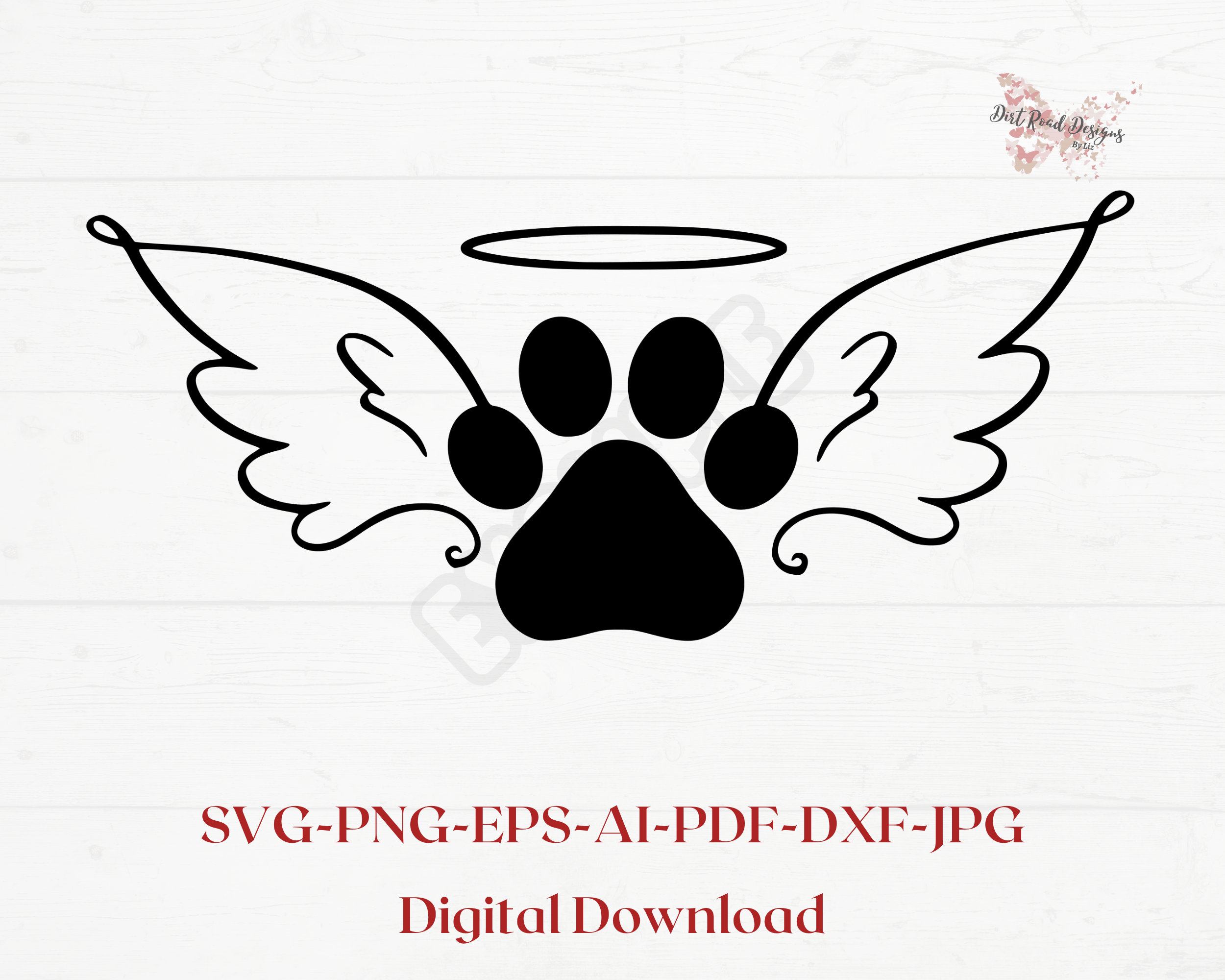 Paw Print With Halo and Angel Wings SVG for Cricut Cutting Machines ...