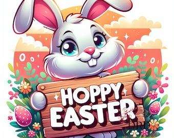 Easter Bunny Clipart Sublimation Design, Easter Png, Cute Easter Png, Easter Bunny Png, Hoppy Easter Png Digital Download,Watercolor spring