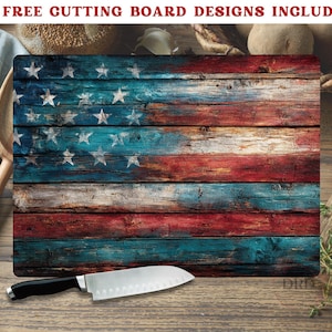 Wood American Flag Cutting Board Sublimation Design Png, Patriotic Flag Cutting Board, Glass Chopping Board Png, Flag Cutting Board Png