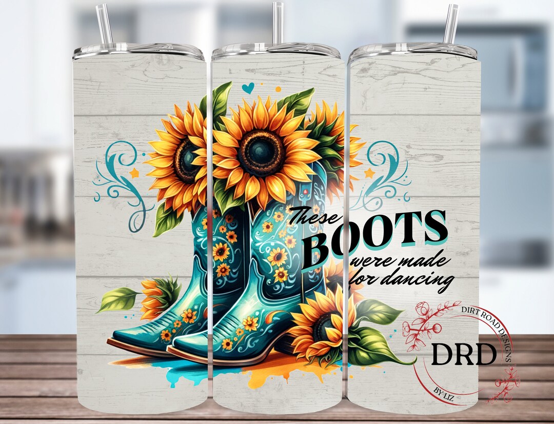 Cowgirl Boots 20oz Skinny Tumbler Wrap Sublimation Design Digital ...