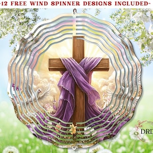Christian Cross Wind Spinner Png, He Has Risen Png, Easter Cross Wind Spinner Sublimation Design, Digital Download, Christian Wind Spinner