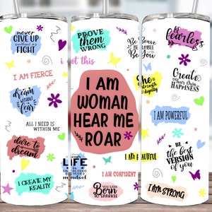Positive Affirmation 20oz Skinny Tumbler Sublimation Design Digital Downland PNG, Motivational Tumbler Design For Woman Positive Quotes png
