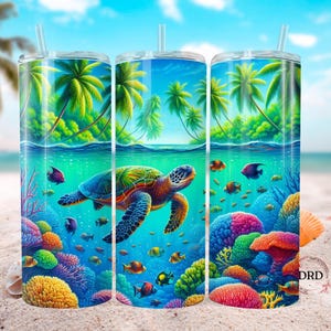 Sea Turtle 20oz Skinny Tumbler, Ocean Tumbler Sublimation Design, Beach Tumbler Png, Summer Vibes Png, Beach Tumbler Digital Download