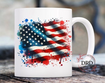 American Flag Mug Wrap, Patriotic Wrap Png, 15oz Mug Wrap, Digital Download, 11oz Mug Wrap, Flag Mug Png Mug Sublimation Wrap, Mug Template