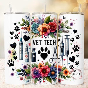 Veterinary Tech Tumbler Wrap Png 20 Unzen Skinny Sublimationsdesign, Digitaler Download Png, Vet. Tech Life Png, Vet Tech Tumbler