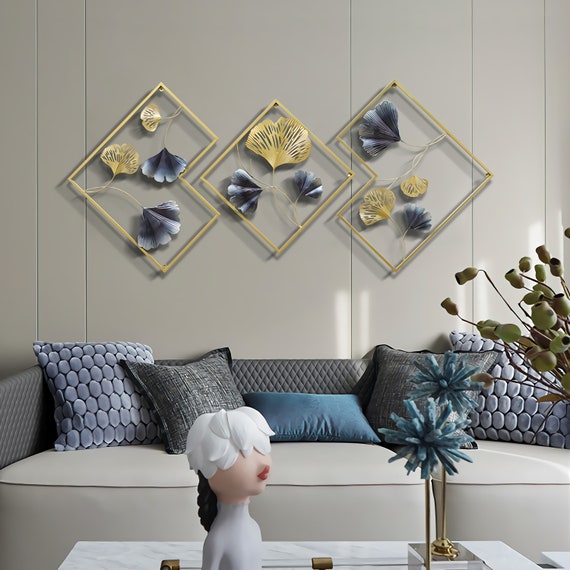 Home Modern Wall Art Wall Decoration Golden Ginkgo Leaf Metal Etsy