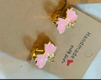Coquette Pink Bow Clip-on earrings
