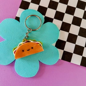 Portachiavi Kawaii Taco: argilla polimerica, acciaio inossidabile