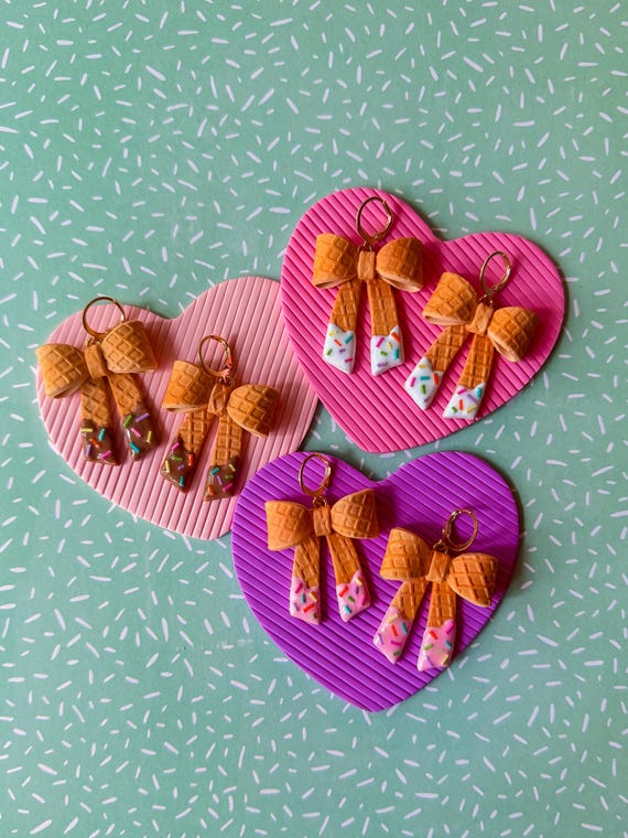 Biggie Waffle Cone Bow Earrings Bow Earrings Bow Jewelry Ice