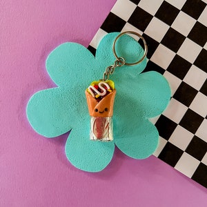 Bruno: Portachiavi Kawaii Burrito - Regalo per buongustai in pasta polimerica