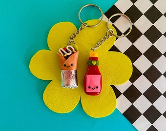 Pam & Tommy | Burrito Keychain | BFF Keychain | Kawaii Burrito | Kawaii Keychain | Cute Gift | Chef Gift |Foodie Gift |Teacher Gift