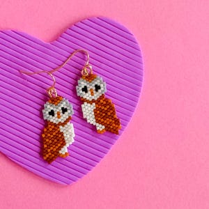 Owl Earrings | Bird Earrings | Happy Gift | Cute Earrings | Owl Jewelry | Hand Beaded Earrings | Nature Gift | Bird Jewelry | Bird Gift