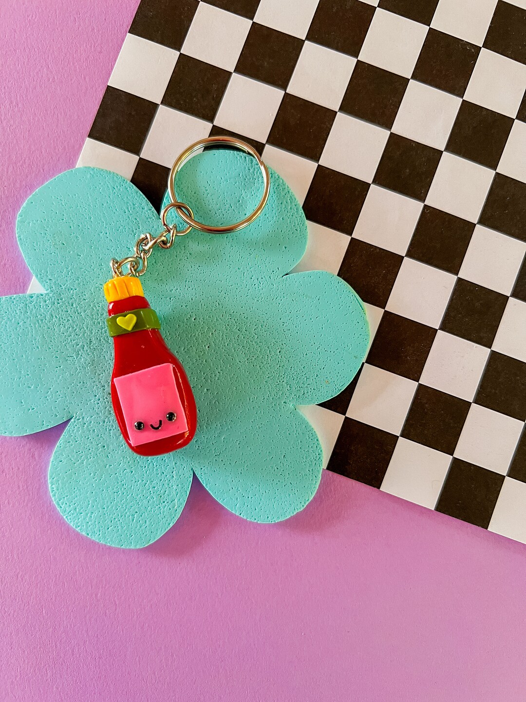 Helen Hot Sauce Keychain Happy Keychain Kawaii Hot Sauce Etsy