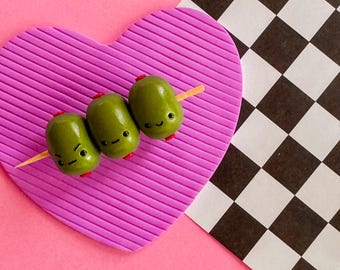 Martini Olive Magnet: Kawaii Kitchen/Office Decor