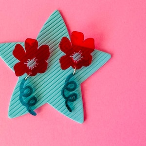LAST CHANCE | Flower Earrings | Acrylic Earrings | Acrylic Jewelry | Statement Earrings | Flower Jewelry | Happy Jewelry | Yellow Earrings