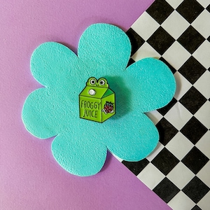 Froggy Juice | Frog Pin | Enamel Pin | Lapel Pin | Backpack Pin | Frog Accessories | Unique Pin | Hat Pin | Funny Pin | Cute Gift | Fun Gift