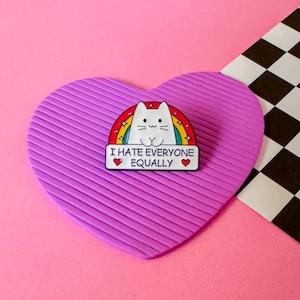 Pride Cat Enamel Pin: Funny Rainbow Hat Lapel Pin