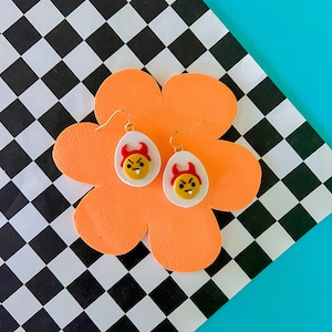 Deviled Egg Earrings: Kawaii Polymer Clay Foodie Jewelry