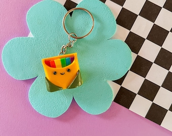 Kawaii Crayon Keychain: Polymer Clay Happy Gift
