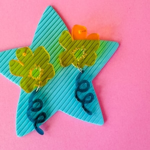 LAST CHANCE | Flower Earrings | Acrylic Earrings | Acrylic Jewelry | Statement Earrings | Flower Jewelry | Happy Jewelry | Yellow Earrings