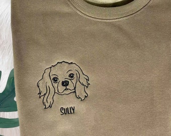 Embroidered Pet Crewneck, Custom Pet Portrait Embroidered Hoodie, Custom Dog Portrait Hoodie, Personalised Dog Gifts, Dog Mom Gift